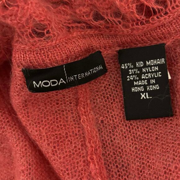 Moda International Size XL Duster Cardigan Sweater Mohair Ruffled Whimsical - Picture 3 of 4